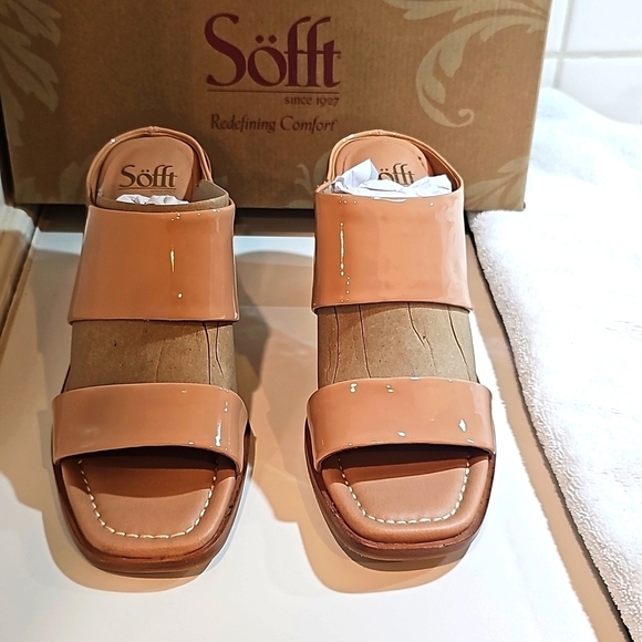 NWT Sofft Sheila Sandal 3 1/4" blocked heel, angled square toe. Pink Rose  9M - Picture 7 of 8